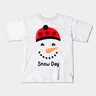 WHITE Christmas Snowman Face Kids T-Shirt